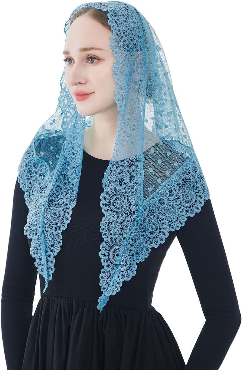 Wgior Triangle Vintage Inspired Lace Chapel Veils Catholic Mass Head Covering Scarf Mantilla Veils for Church - Image 1